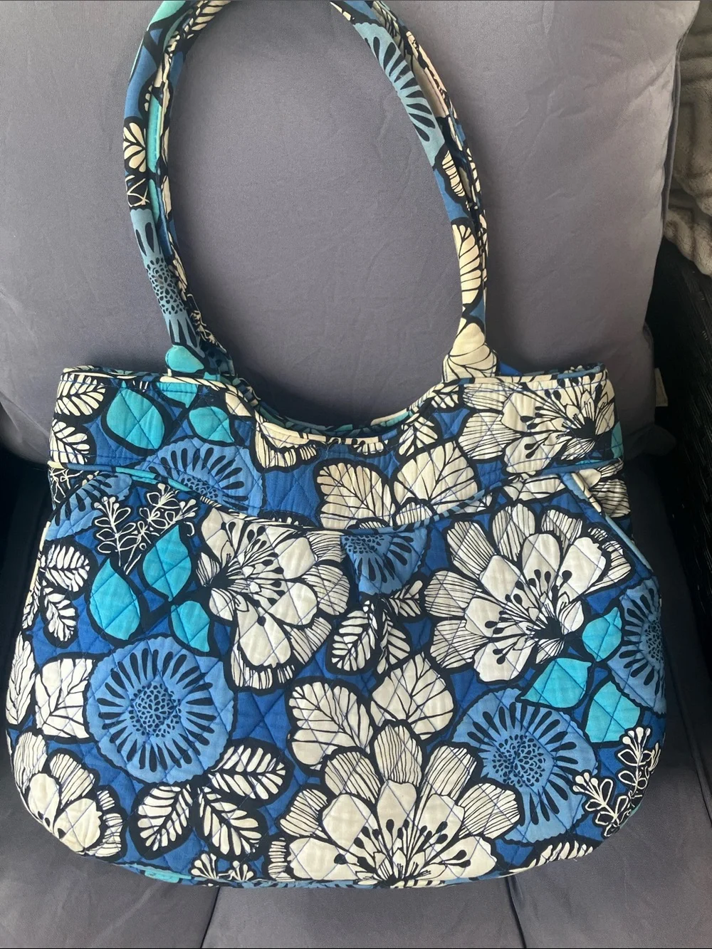 Vera Bradley Blue Floral Quilted Tote Bag